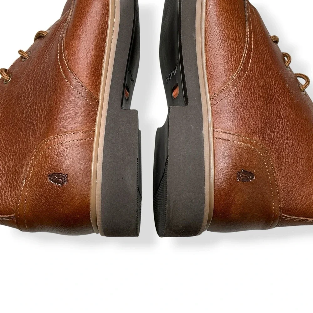 Hush Puppies Detroit Chukka Boots Men Size 10 Cognac Tan Leather Lace Up